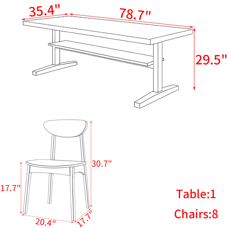 Modern simple solid wood dining table set.