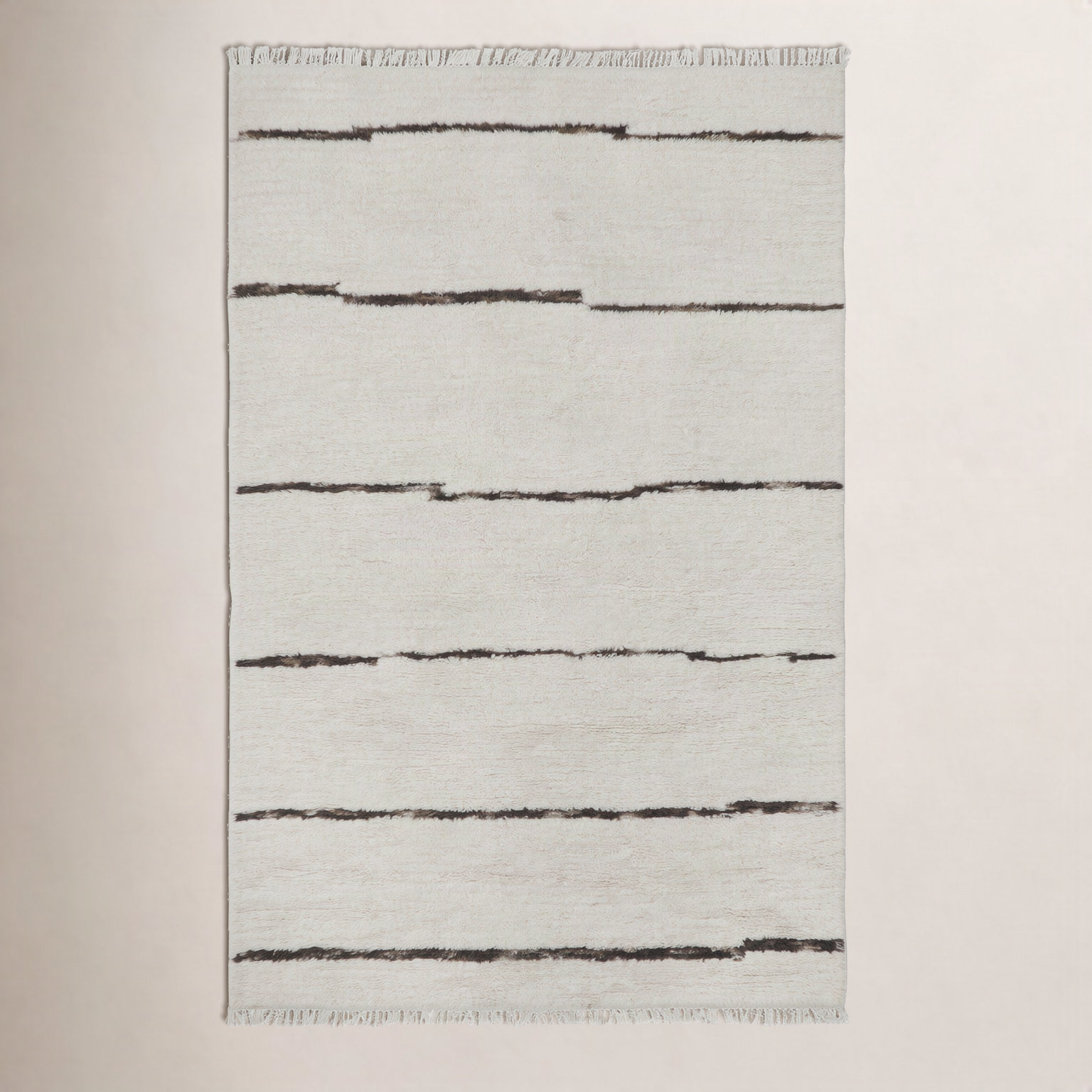 Hand-Woven Striped Wool Rug, Rectangle 2' x 3'