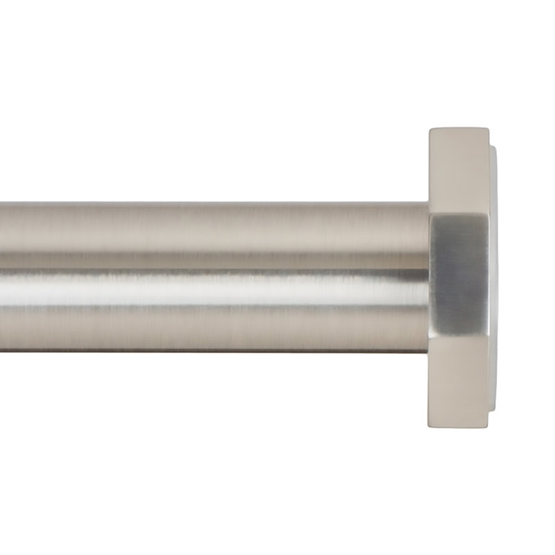 Tringle à rideaux Tension - Tringle hexagonale à ressort pour fenêtres ou douche, 24" – 36", Nickel brossé