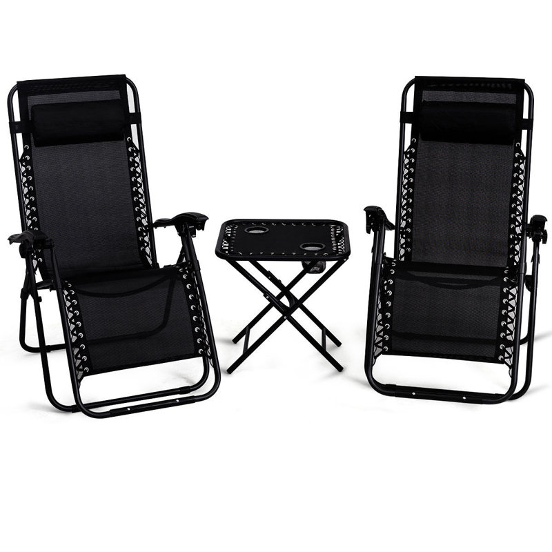 Kahleesi Outdoor Chaise Lounge Set, Black