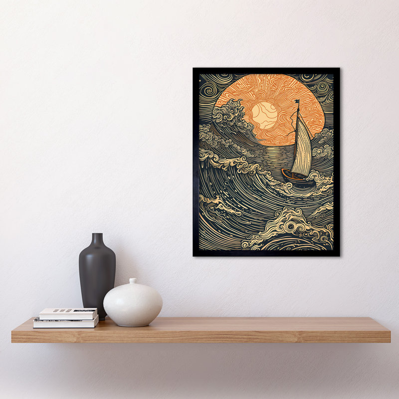 Aashman Boat Sailing Into The Sunset - Single Picture Frame Print