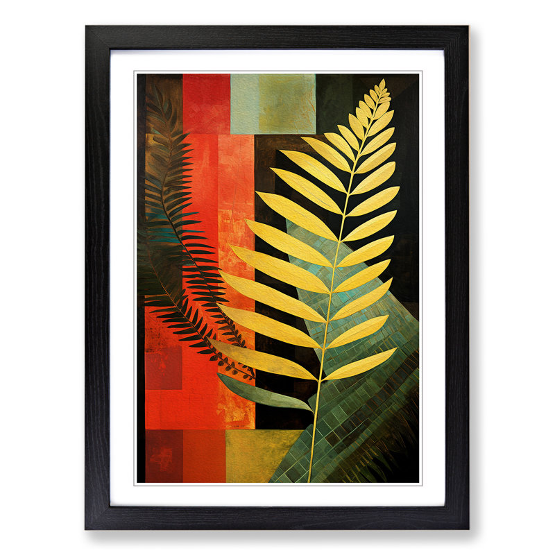 Fern Leaf Constructivism - Framed Print, 34cm H x 25cm W x 2cm D, Black