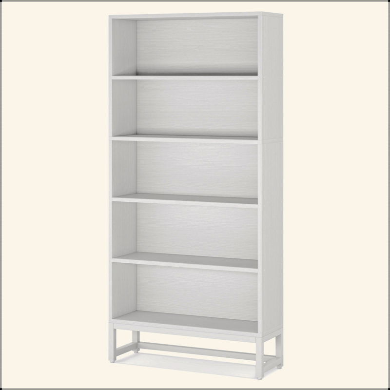 Bibliothèque à 5 niveaux pour bibliothèque, salon, bureau et chambre à coucher, Blanc