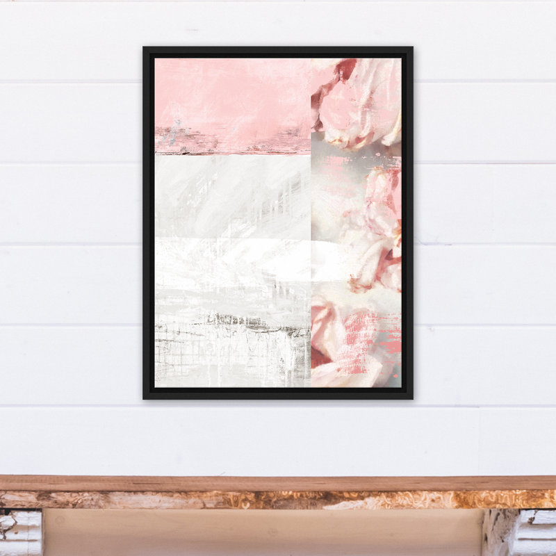 « pastel rose floral strokes », reproduction d’art sur toile encadrée