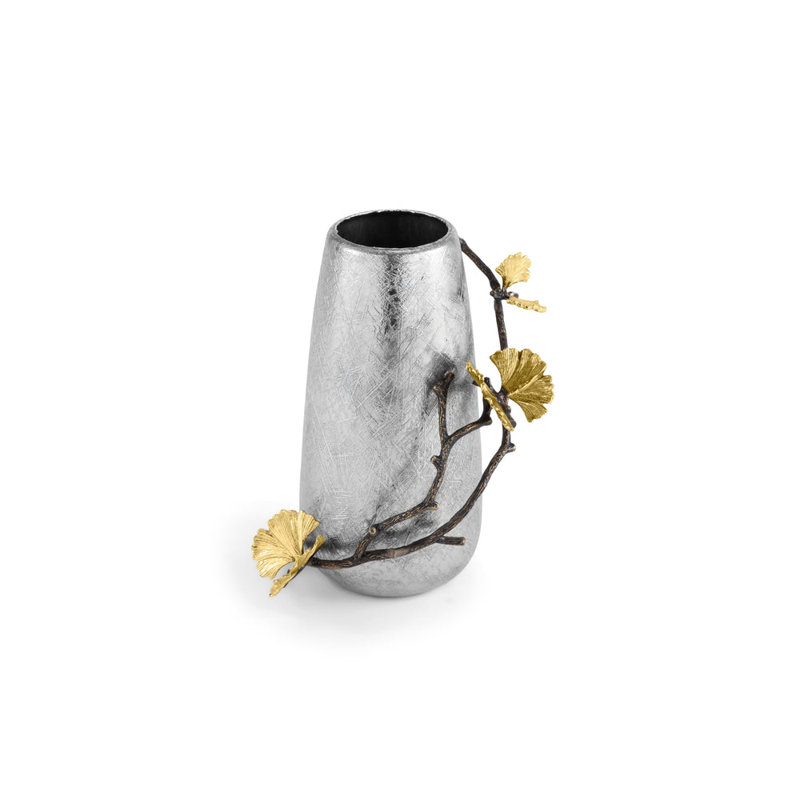 Butterfly Ginkgo Vase, 8" H x 6" W x 5.5" D