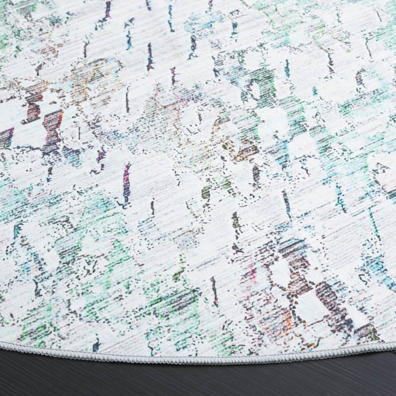 Athiran Performance Machine Washable Abstract Rug, Round 6'