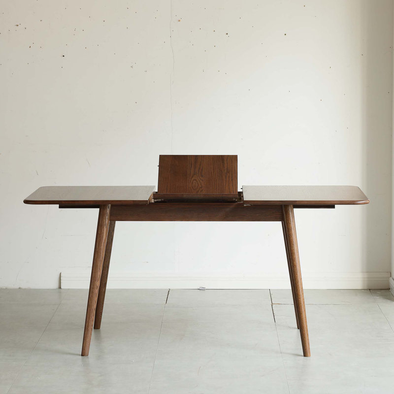 Table de salle à manger extensible en bois massif (table seulement), H 29,53 po x L 62,99 po x l 47,2 po, Noyer