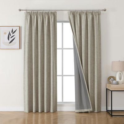 Faux Linen Blackout Curtain Panel Pair