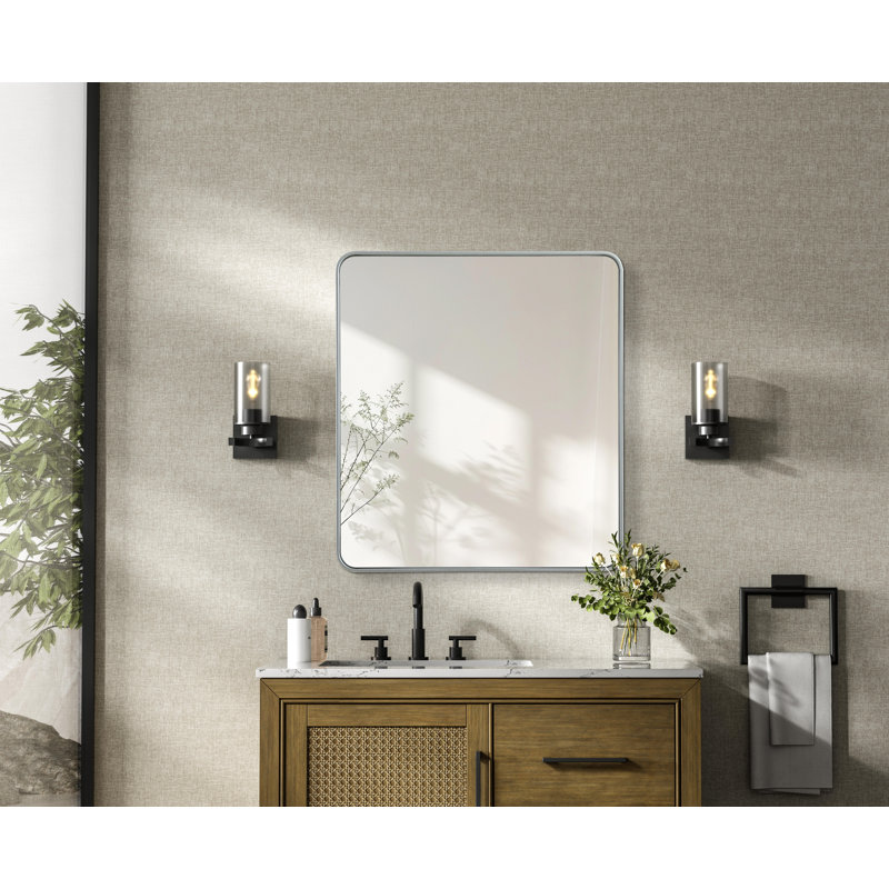 Erath Contour Metal Mirror, Silver, 40" x 36"