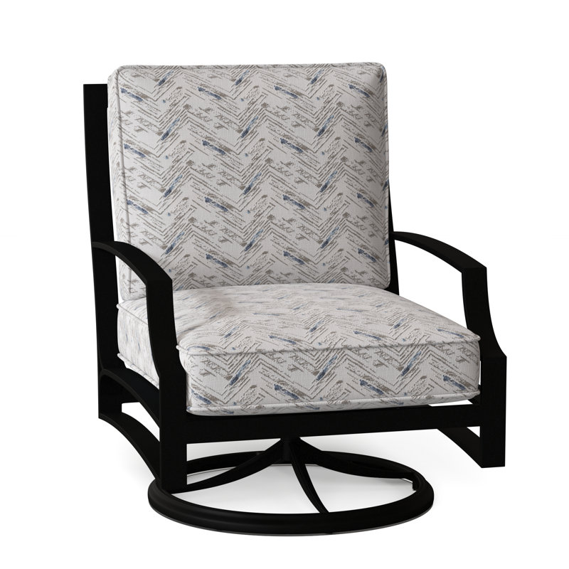 Seal Cove Outdoor Swivel Lounge Chair, Canvas Heather Beige Sunbrella® Canvas, Textured Black