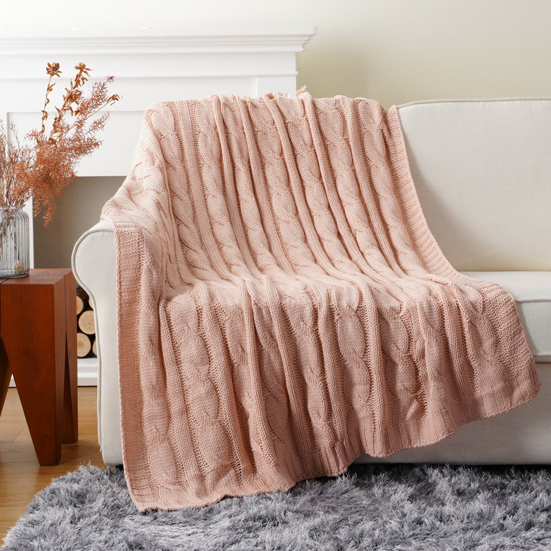 Jeté doux en tricot double torsadé, couverture en tricot torsadé pour canapé, lit ou sofa, couverture en tricot acrylique, couverture douillette et confortable, 50 po x 60 po