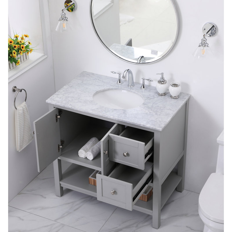 Ensemble de meuble-lavabo simple 36 po Amyra, Gris