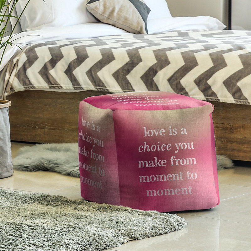 Upholstered Ottoman, Pink Glow