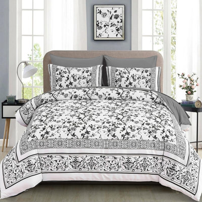 7-Piece Botanical Floral Comforter Set Soft Microfiber Bedding Set with Sheets for All Seasons