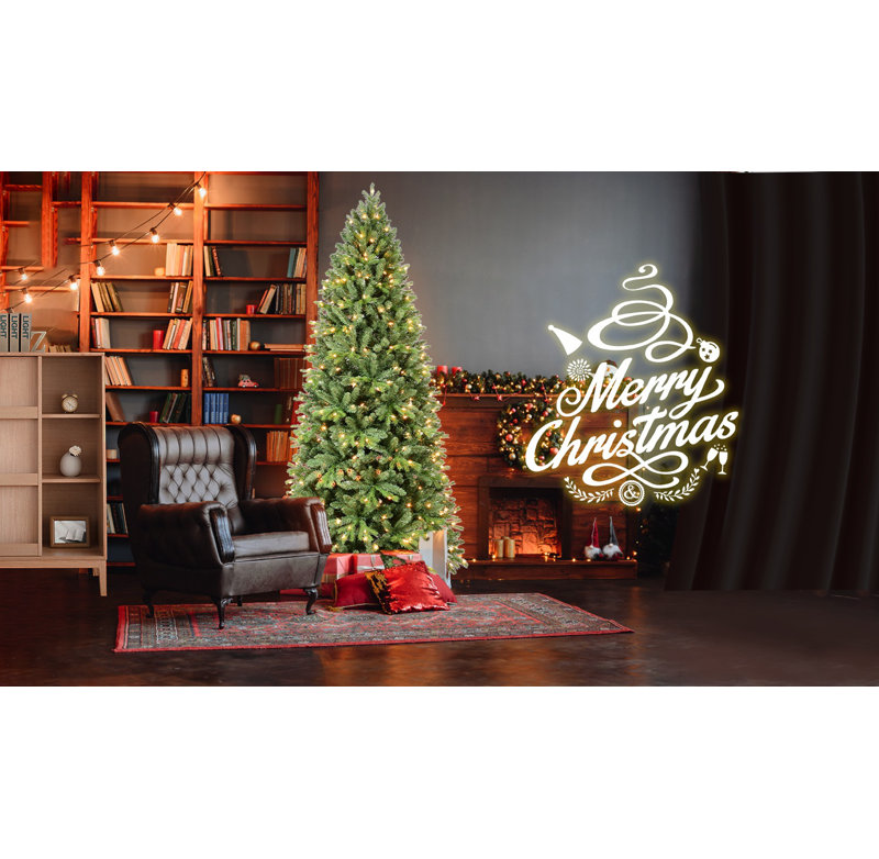 Arbre de Noël avec 1375 pointes et 400 lumières DEL blanc chaud en PVC + branches mixtes en PE, structure à charnières pour une installation facile, support en métal pour un soutien solide, décoration luxueuse des Fêtes