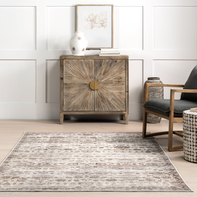 Aitana SpinClean Floral and Paisley Machine Washable Area Rug, Rectangle 6'7" x 9'
