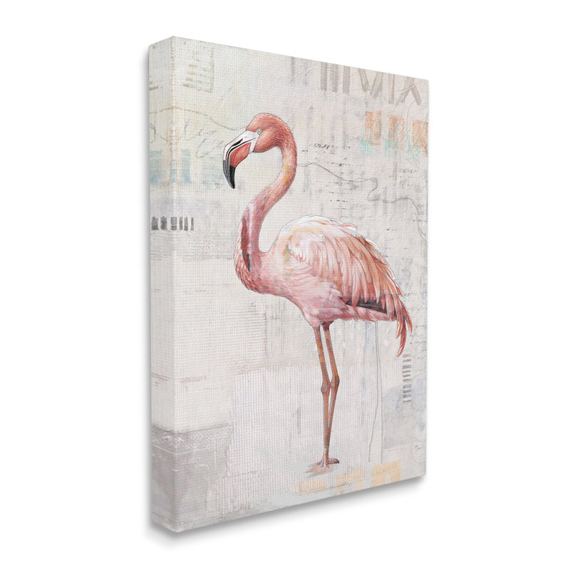 «Flamingo Collage Portrait on Canvas» par Karen Smith, reproduction, H 40 po x l 30 po x P 1,5 po