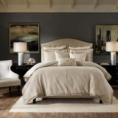 King Bed 9 - Piece , Tan + , Tailored Loft And Polished Look