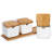 Porcelain Sugar Bowl Condiment Jar-Ceramic Flip Top Spice Container With Bamboo Lids And Spoons,For Kitchen Home