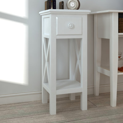 Side Table with Drawer White
