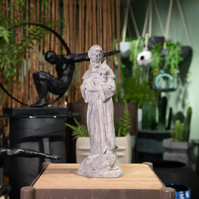 Statue de jardin 15,2 "en résine Saint Francis, Patron des animaux avec moutons pour la cour