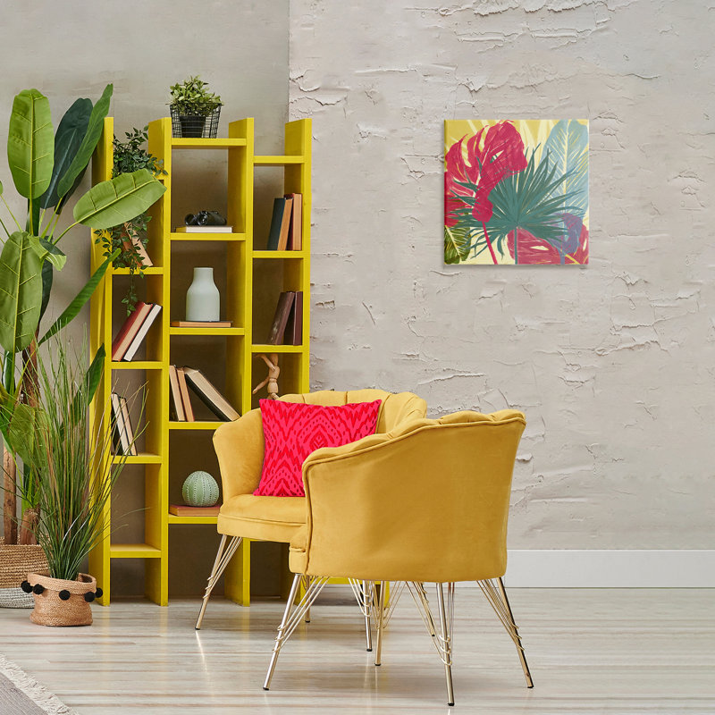 «Bold Botanical Party», art mural sur toile par Patricia Pinto, H 17 po x l 17 po