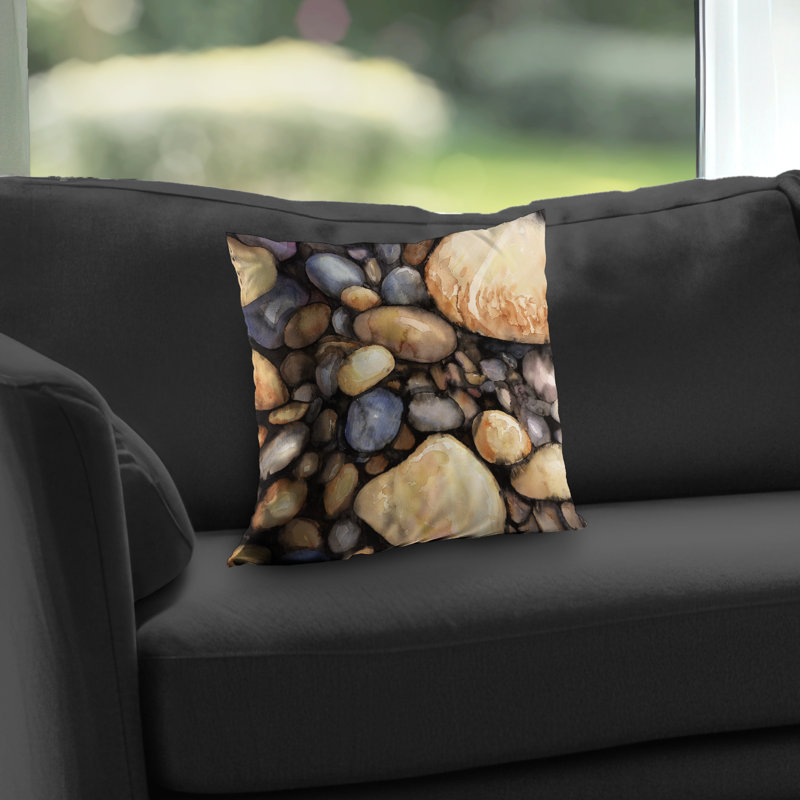 Small Pebbles Beige Bathroom Poly Twill Throw | Home Decor