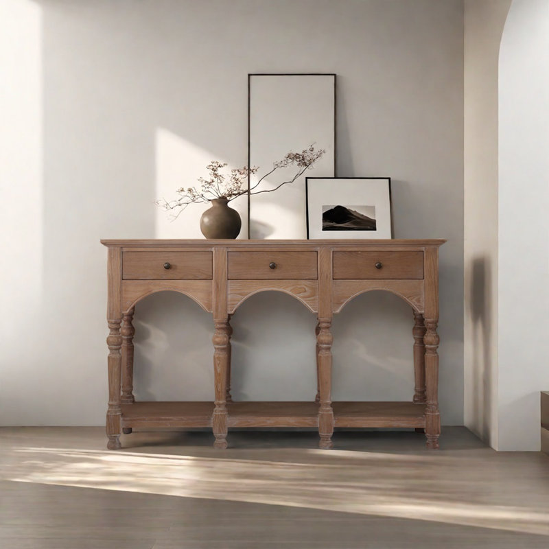 Console champêtre rétro, H 35,43 po x l 51,18 po x P 12,99 po