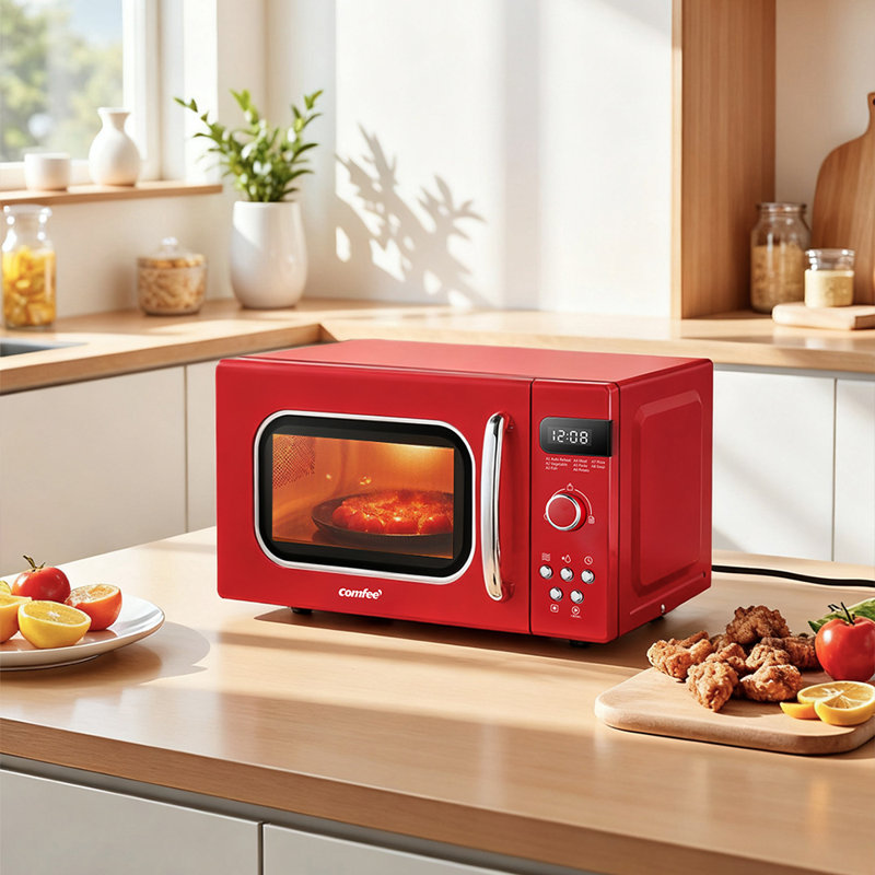 Living And Home 44cm 20m³ L 800W - Watt Smart External Countertop Microwave with Sensor Cooking and Air Frying Capability