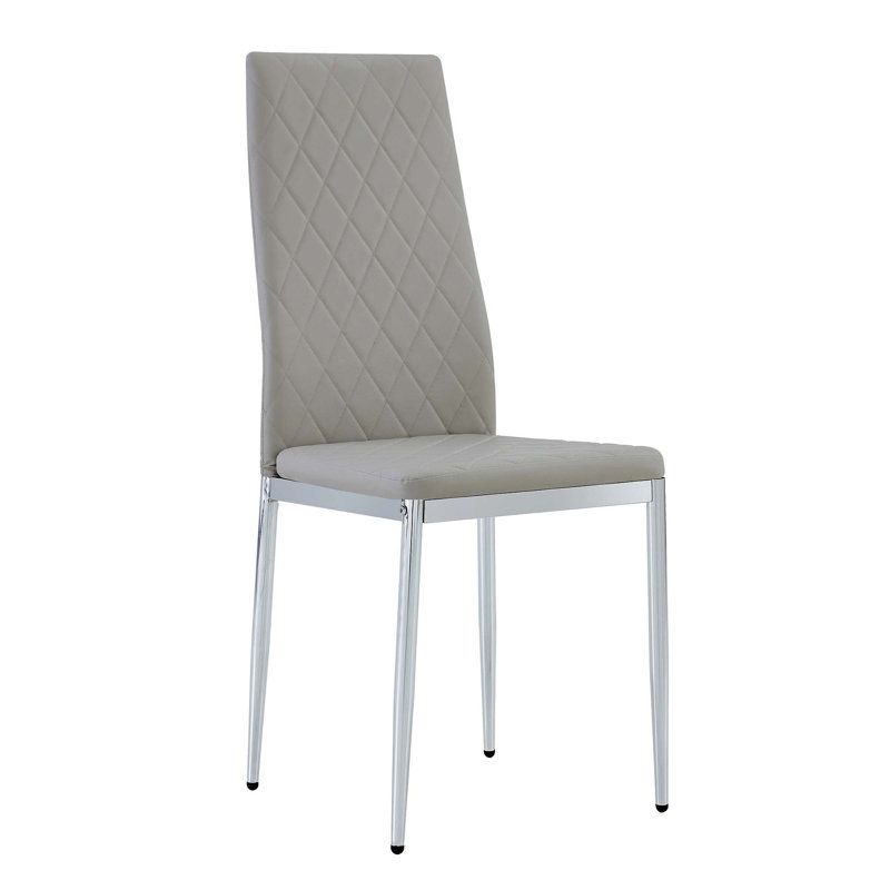 Danysha Faux Leather High Back Upholstered Dining Chair, Light Gray, 4