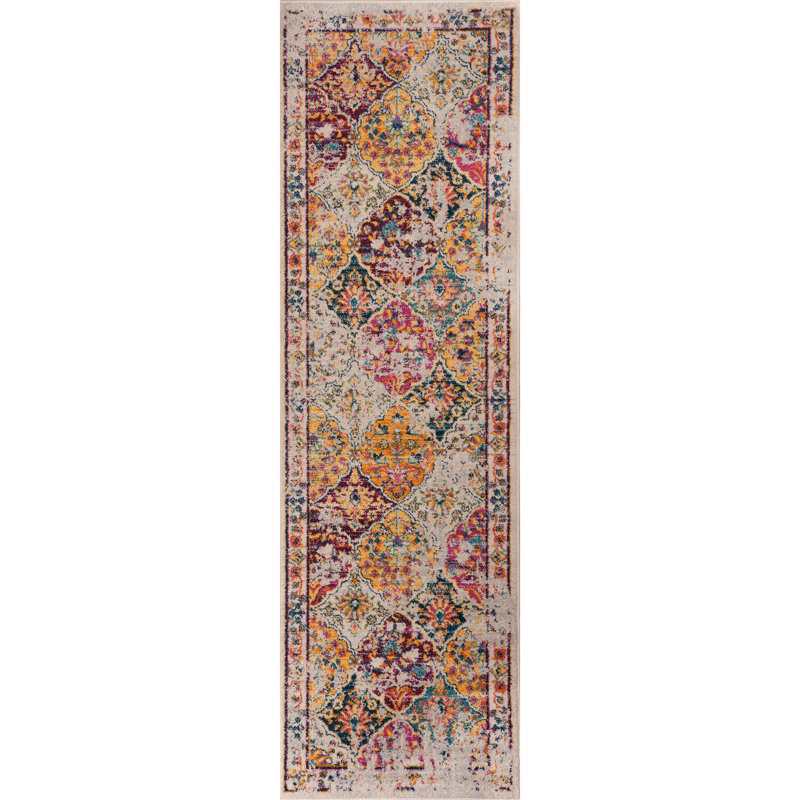 Tapis oriental lilas / orange, Tapis de couloir 2 pi 7 po x 9 pi