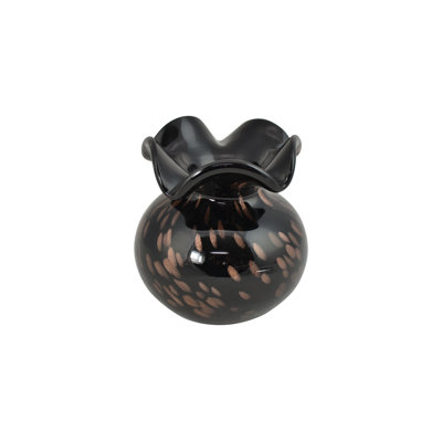 5" Black and Gold Speckled Glass Vase