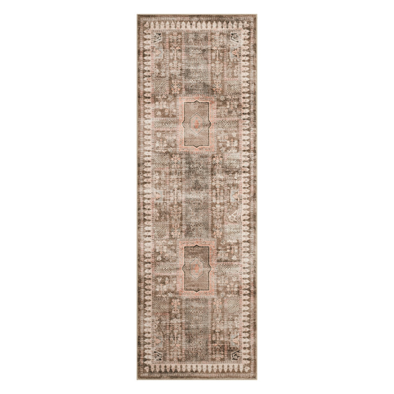 Oriental Machine Washable Area Rug Non-Slip Indoor Carpet Non-Shedding Floral Rug for Living Room Bedroom Dining Room Hallway Kitchen Office Playroom Nursery