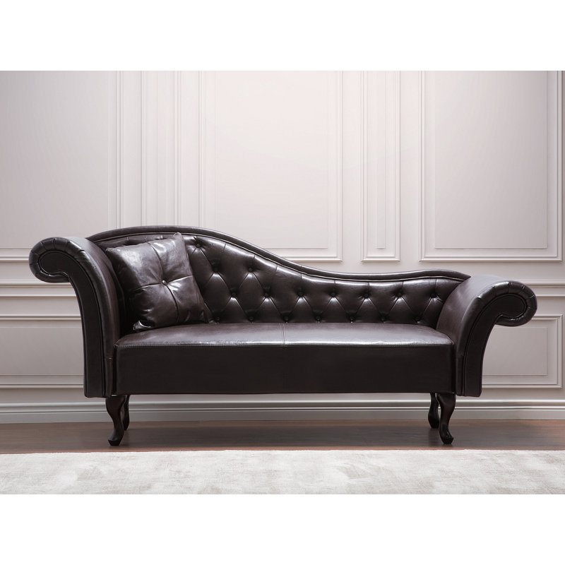 Charlemont Faux Leather Chaise Lounge, Brown