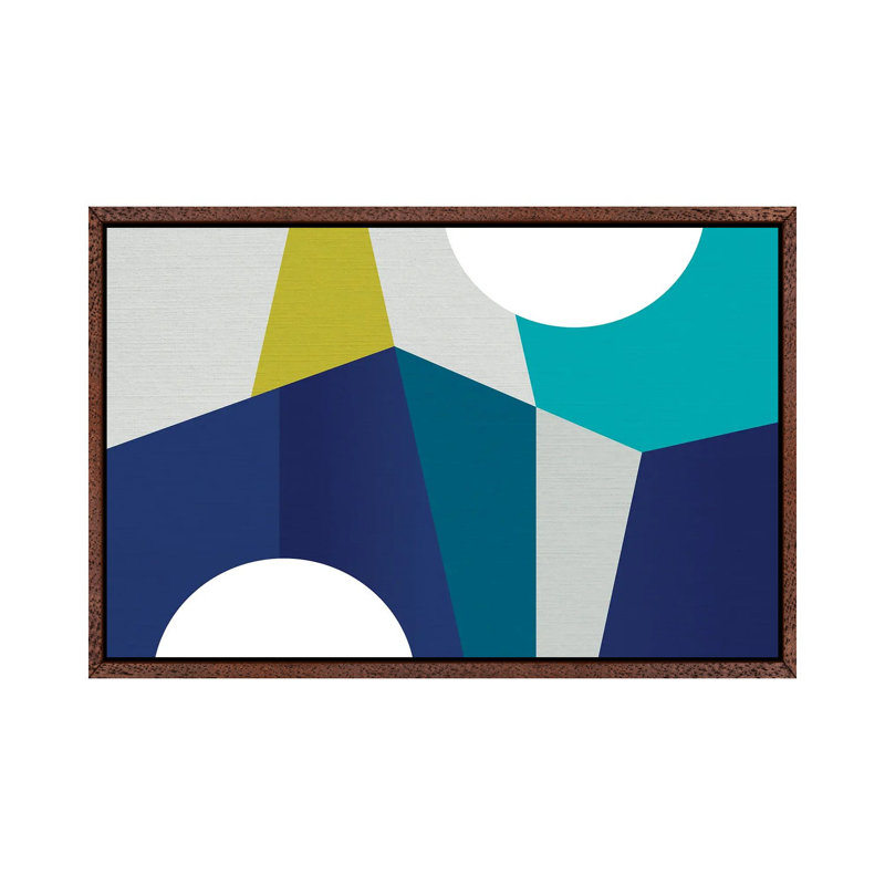 MCM Geometry Blue II - Print on Canvas, 101.6 cm H x 66.04 cm W, Classic Brown Wood Framed