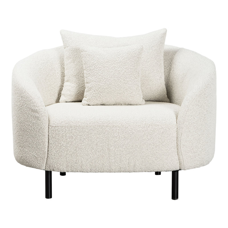 Fauteuil demi-tonneau à dossier rond avec coussins décoratifs Rani