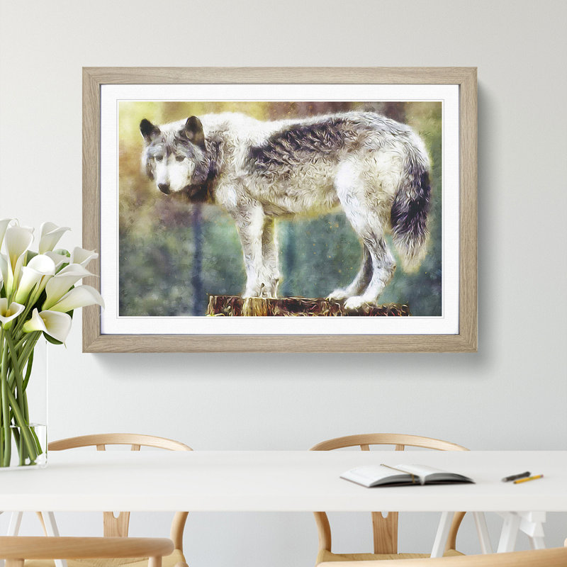Abstract Wolf Vol.3 - Picture Frame Graphic Art, 48cm H x 65cm W x 2cm D, Oak Framed