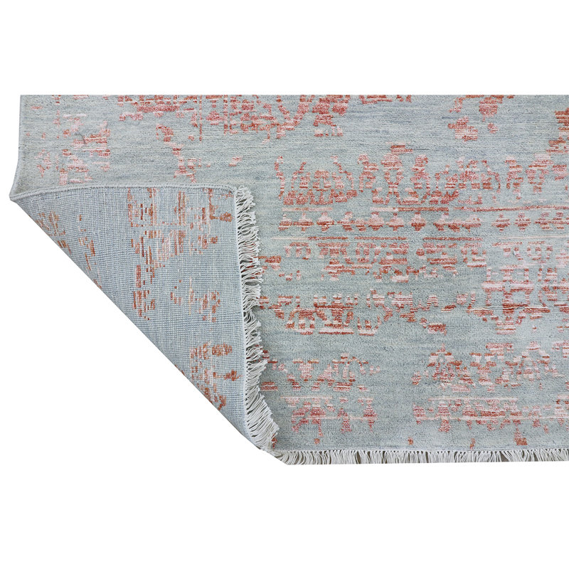 Abstract Area Rug in Copper/Gray/Orange, Rectangle 9' x 12'
