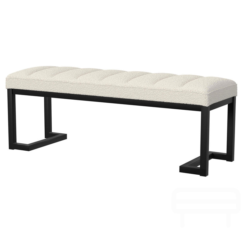 Boucle Upholstered Tufted Accent Bench