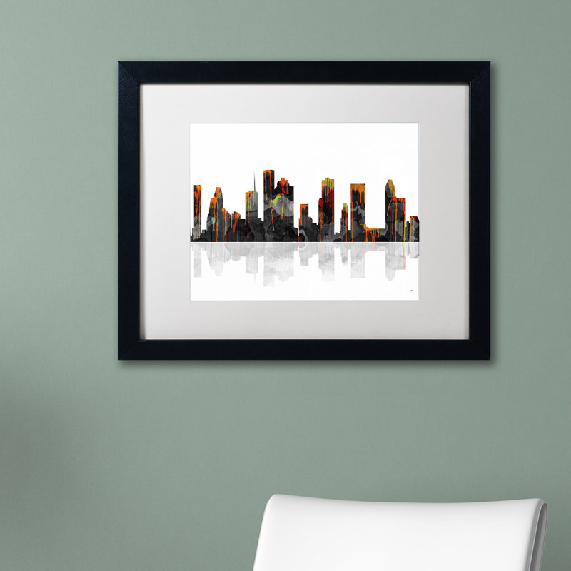 « houston texas horizon », impression encadrée sur toile, H 11 po x l 14 po x P 0,5 po, Noir