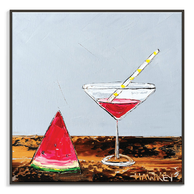 Watermelon Cocktail 3 by Angela Hawkey - Painting, 76cm H x 76cm W x 5cm D, Wrapped Canvas