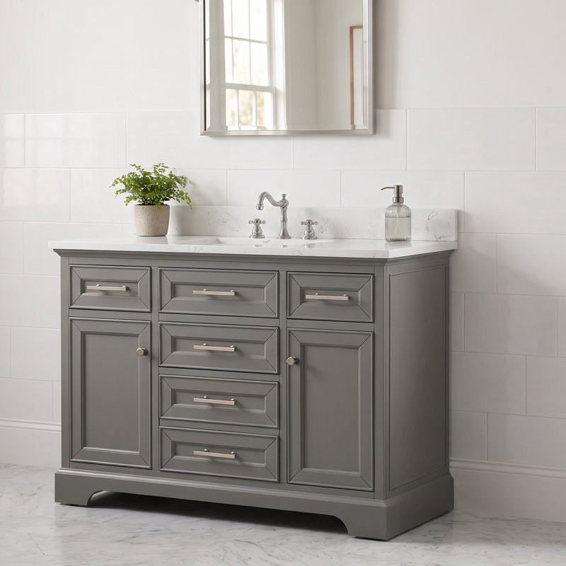 Thompson 48" W Single Vanity, Gray/Brushed Nickel