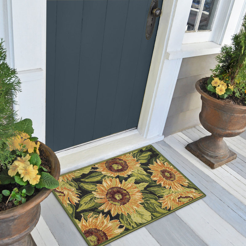 Gemmenne Floral Non-Skid Kitchen Mat, Rectangle 2'5" x 3'11"