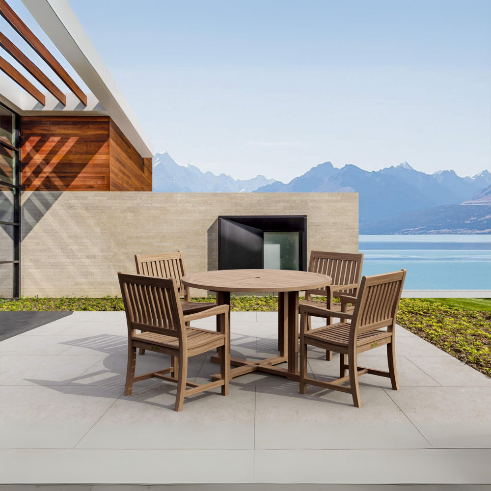 Desia 4 - Person Teak Wood Patio Dining Set with Round Table Wildon Home®