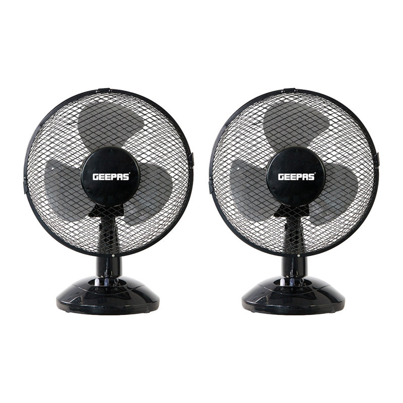 GEEPAS 9" Table Fan | Electric Portable Worktop Desk Fan with 2 Speeds 3 Blades, Adjustable Tilt Wide Angled Oscillation | Powerful Low Noise Airflow for Home Office | 22W