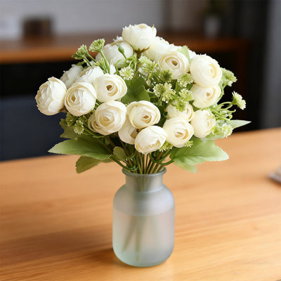 5 bouquets d'hortensias artificiels en soie 5, bouquets de fausses fleurs réalistes, décor floral polyvalent pour un espace extérieur intérieur, centres de table de fête de mariage et arrangements floraux bricolage, blanc