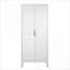 Armoires | Armoire de rangement moderne en acier 71 po à 2 portes avec tablettes réglables, blanc | Blanc cassé | Chambre à coucher-196884938