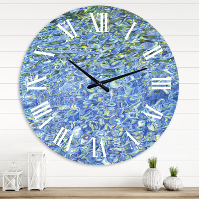 Horloge murale moderne avec eau ensoleillée avec vagues transparentes reflétant le doux soleil II