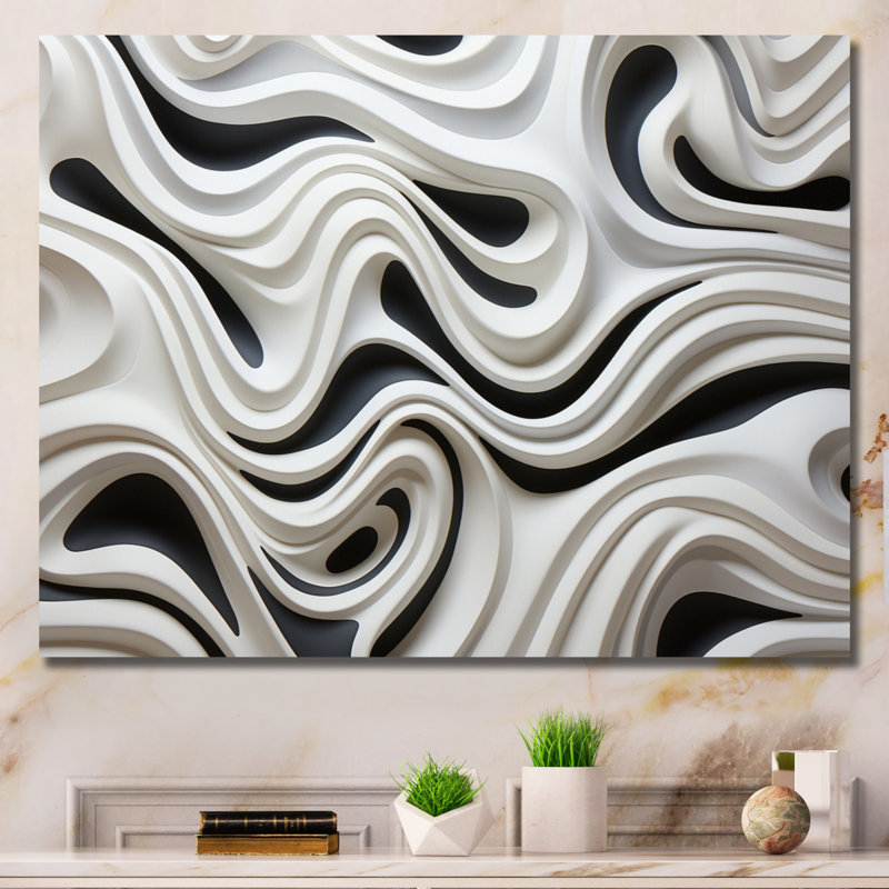 «Black White Opt Optic Symphony I», reproduction sur toile, Toile tendue, H 34 po x l 44 po x P 1,5 po