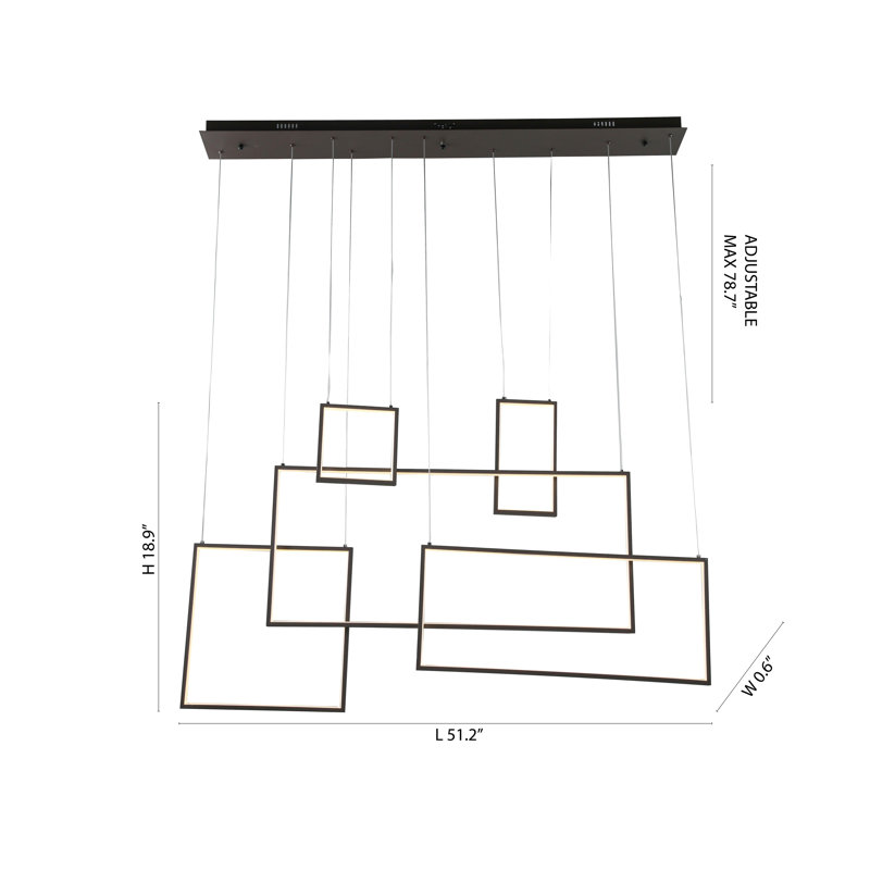 5-Light Satin Coffee Dimmable LED Chandelier With LED Boxes